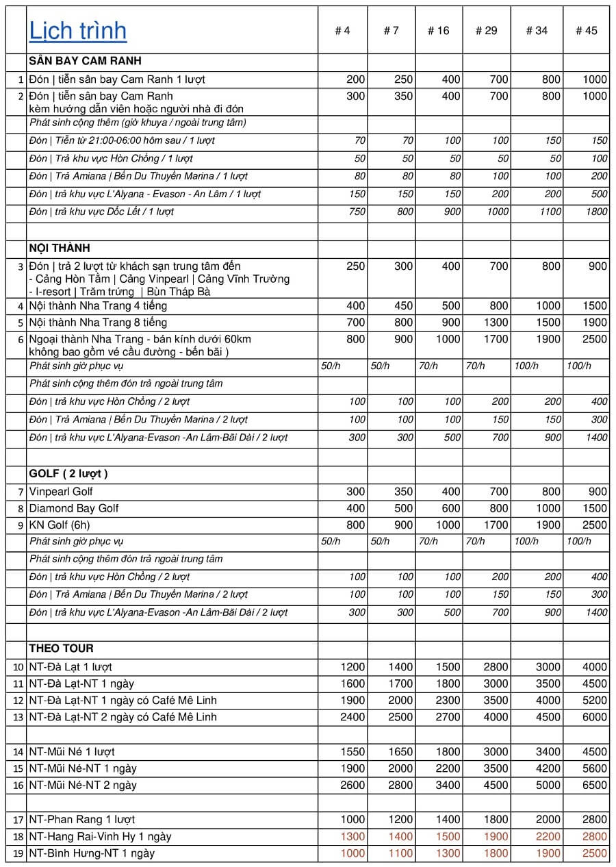 Xe San Bay Nha Trang